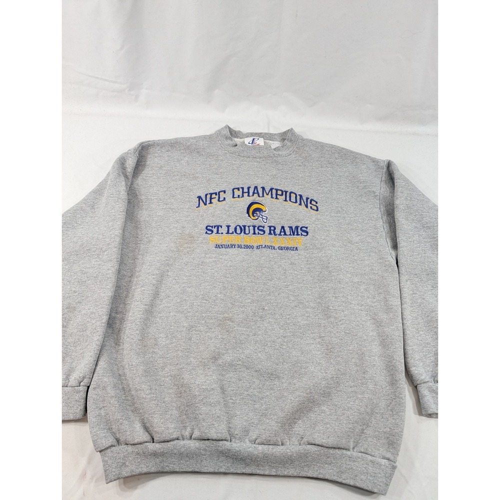 NFC Champs Logo Athletic‎ Crewneck Large Sweatshirt Rams  Heathered Gray *Read